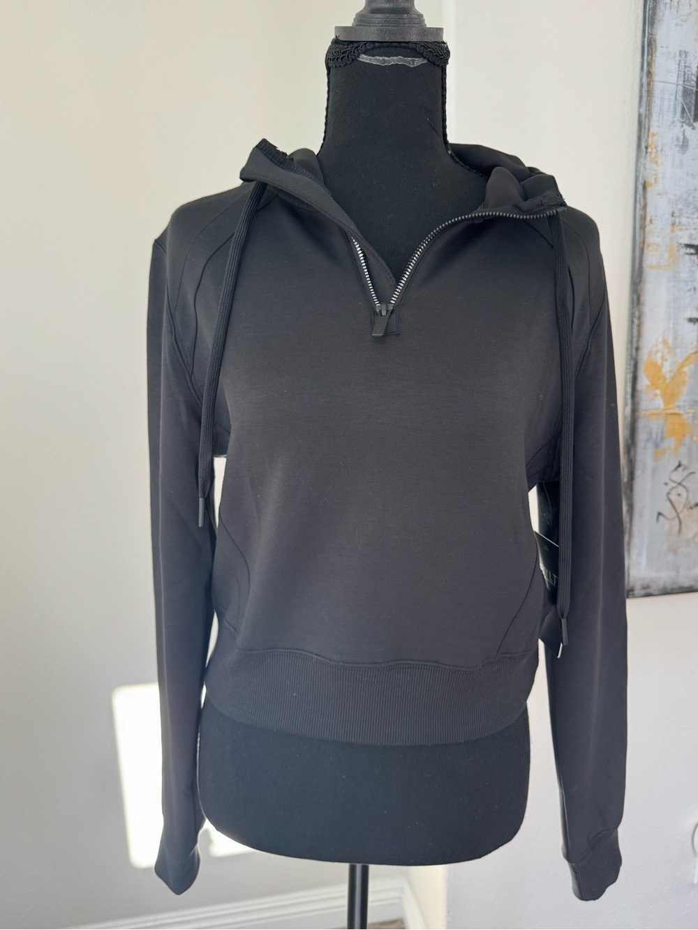 BYLT Opal Fleece Quarter Zip Hoodie Black Women’s Small NWT